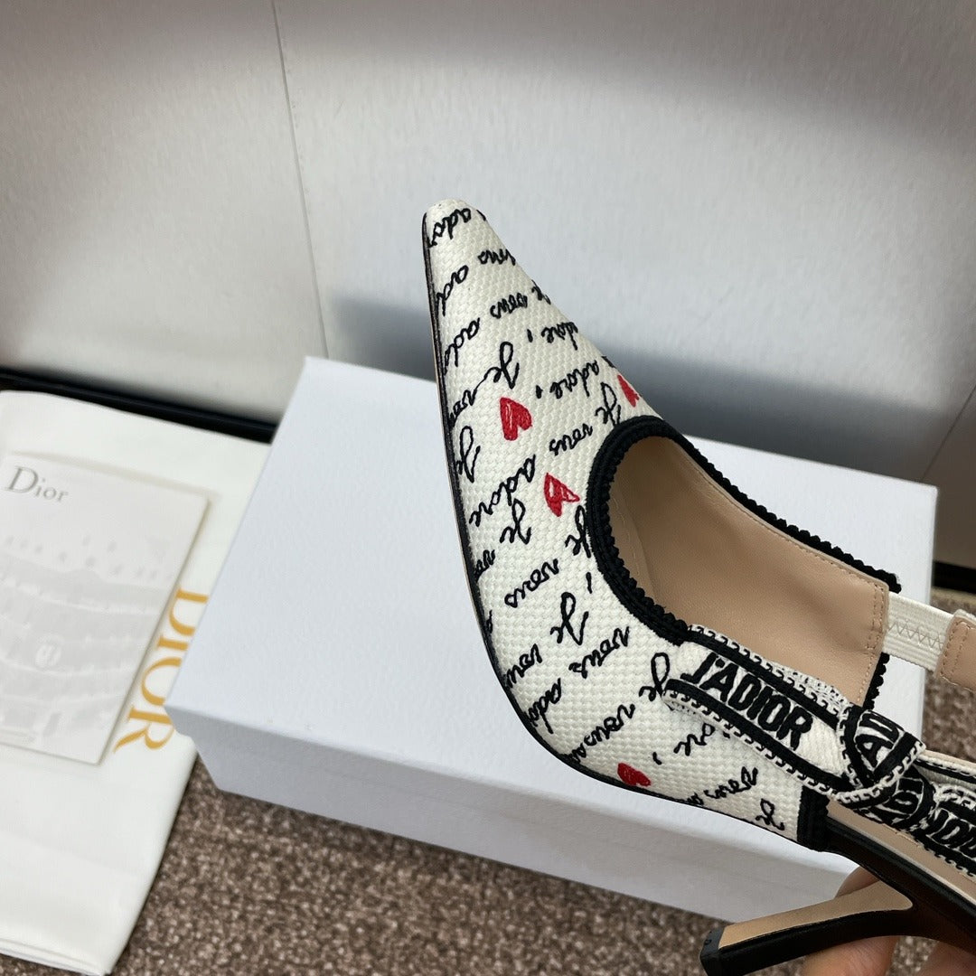 Високи токчета Dior в бяло и черно