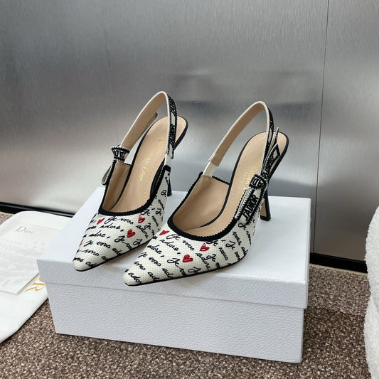 Високи токчета Dior в бяло и черно