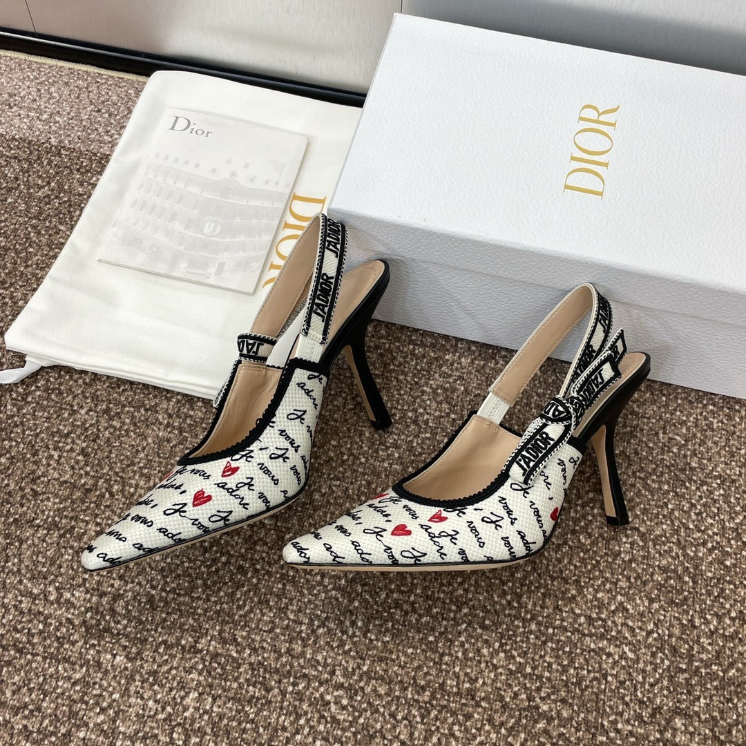 Високи токчета Dior в бяло и черно
