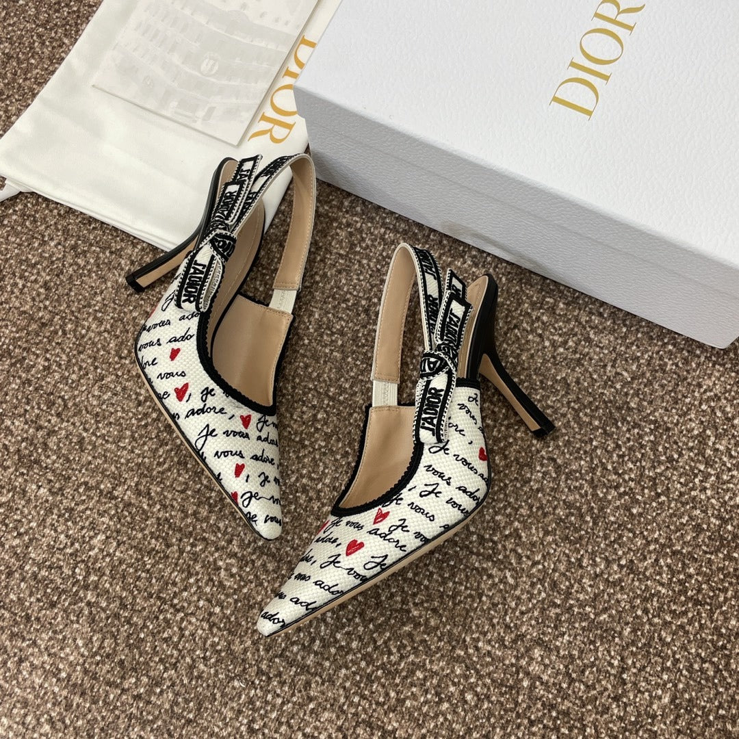 Високи токчета Dior в бяло и черно