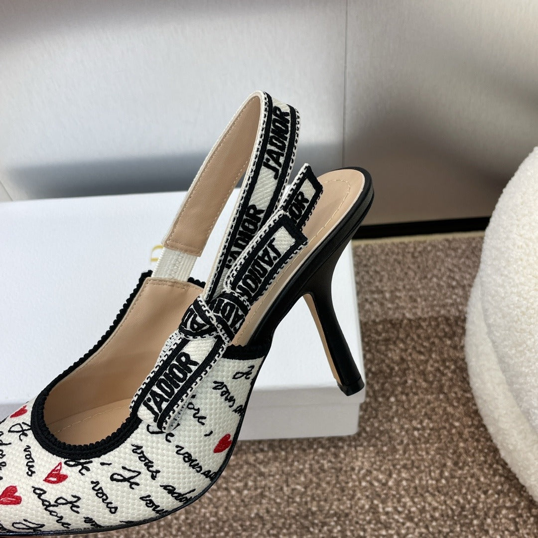 Високи токчета Dior в бяло и черно